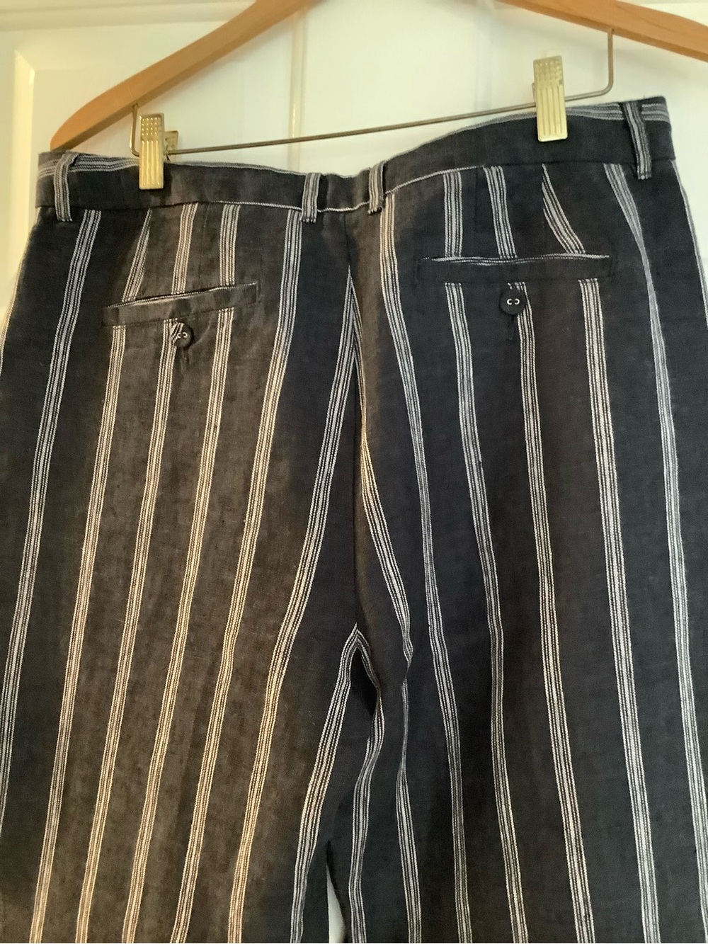 Garnet Hill Navy and White Vertical Stripe Chinos - Picture 2 of 3